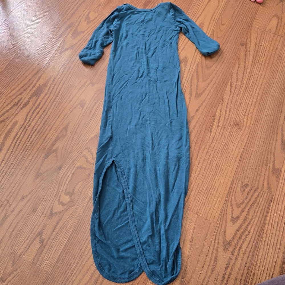 Baby Noah Teal Long Sleeve Baby Gown Tie Sleep Sack Newborn Infant Unisex NB-3M - Picture 4 of 7